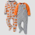 Gerber Baby Boys' Fox Blanket Sleeper Footed Pajama - Orange