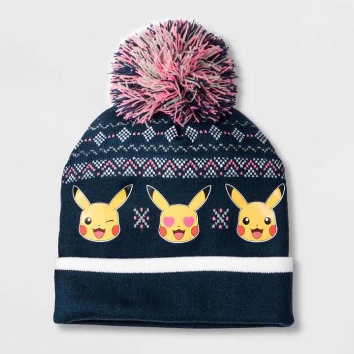 Girls' Pokemon Pikachu Cuffed Pom Beanie - Black