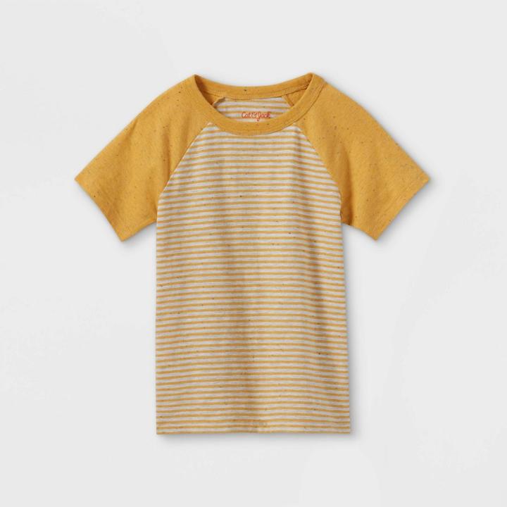 Toddler Boys' Striped Baseball Short Sleeve T-shirt - Cat & Jack Mustard Yellow