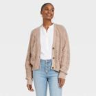 Women's Button-front Cable Stitch Cardigan - Universal Thread Taupe