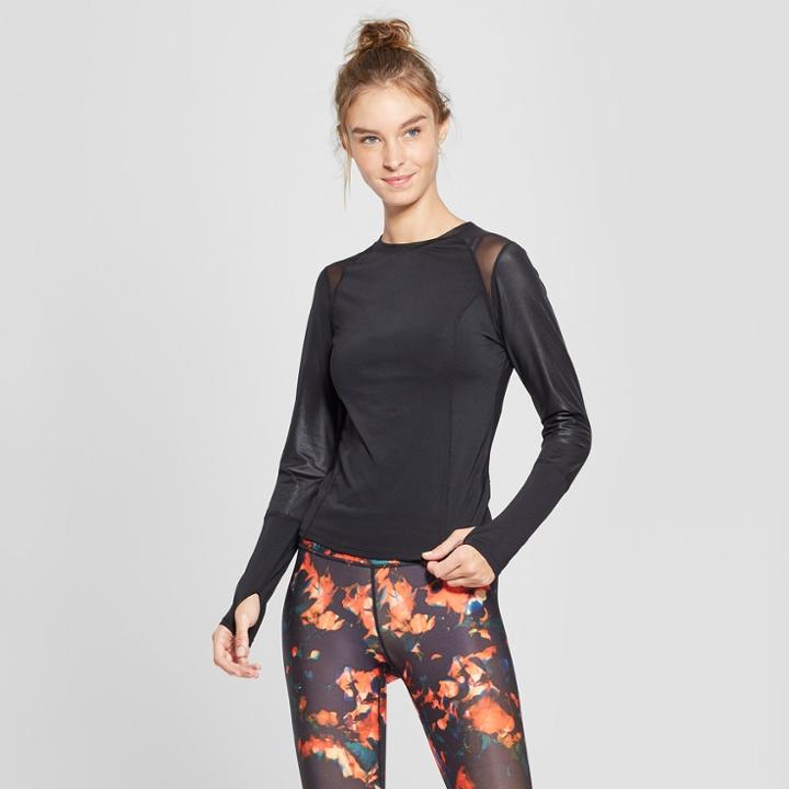 Target Women's Long Sleeve Top With Thumbholes - Joylab Black