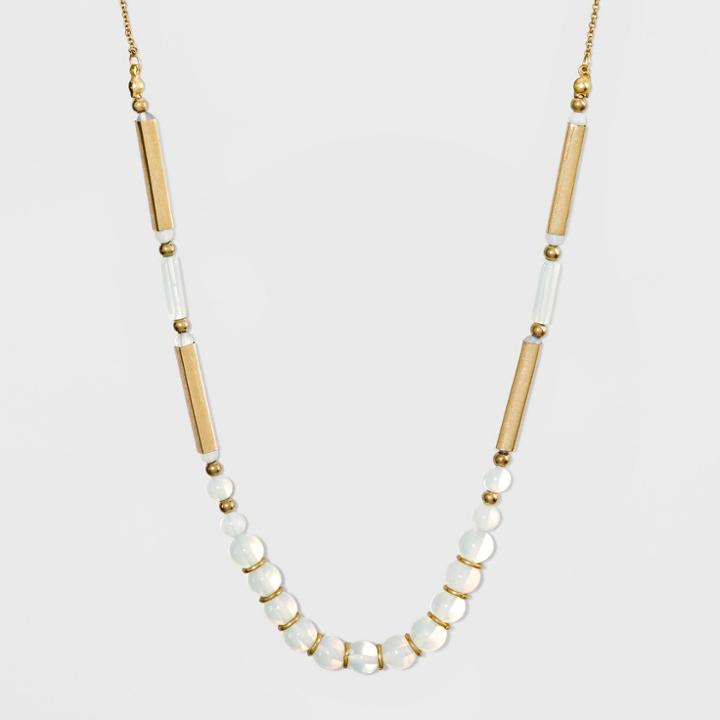 Semi Precious Moonstone Fashion Necklace - Universal Thread White/gold