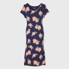 Floral Print Short Sleeve T-shirt Maternity Dress - Isabel Maternity By Ingrid & Isabel Navy