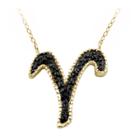 Distributed By Target Women's Accent Round-cut Black Diamond Pave Set Aries Zodiac Pendant - Yellow