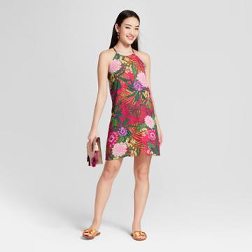 Women's Floral Print High Neck Dress - Le Kate (juniors') Fuchsia
