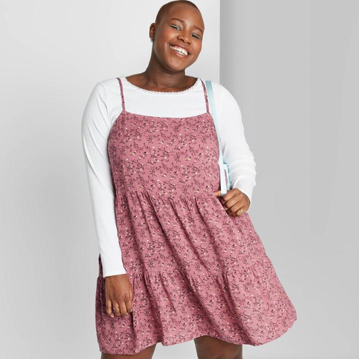 Women's Plus Size Floral Print Sleeveless Dress - Wild Fable Plum 1x, Women's, Size: