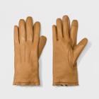 Women's Striped Leather Scallops Gloves - A New Day Camel