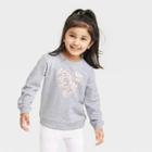 Toddler Girls' Heart Floral French Terry Pullover - Cat & Jack Heather Gray