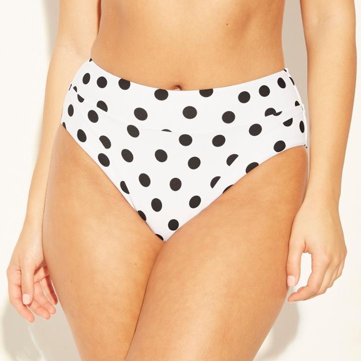 Women's High Waist Bikini Bottom - Sunn Lab Swim Black/white Dot