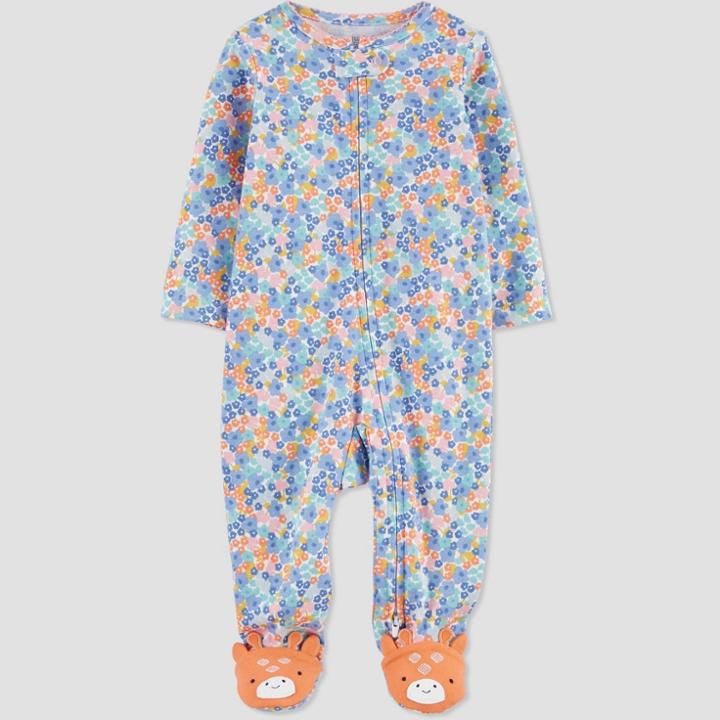 Baby Girls' Giraffe Footed Pajama - Just One You Made By Carter's Blue Newborn