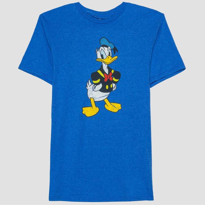 Disney Men's Mickey Mouse & Friends Donald Duck Short Sleeve Graphic T-shirt - Blue S, Men's,