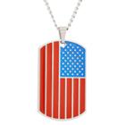 Men's West Coast Jewelry Stainless Steel Polished U.s.a Flag Dog Tag Pendant, Size: