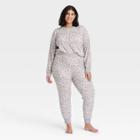Women's Plus Size Leopard Print Thermal Pajama Set - Stars Above Gray