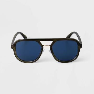 Men's Plastic Retro Aviator Sunglasses - Goodfellow & Co Green