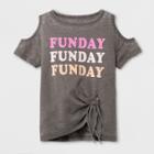 Grayson Social Girls' Funday Graphic Cold Shoulder T-shirt - Gray