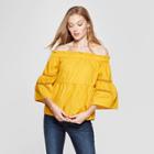 Women's 3/4 Sleeve Off The Shoulder Top - A New Day Yellow
