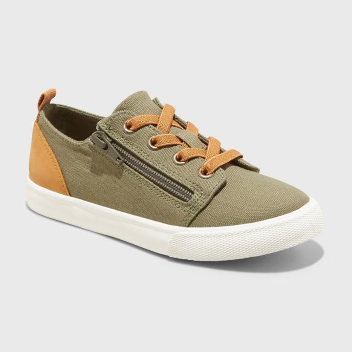 Kids' Double Zipper Apparel Sneakers - Cat & Jack Olive Green
