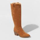 Women's Barb Microsuede Tall Western Boots - Universal Thread Cognac