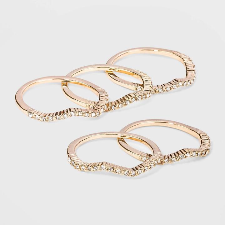 Glass Crystal Ring Set 5pc - A New Day Gold