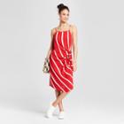 Mossimo Women's Striped Side Tie Asymmetric Hem Dress -