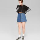Women's Colorblock Zip-front Denim Mini Skirt - Wild Fable Medium Wash