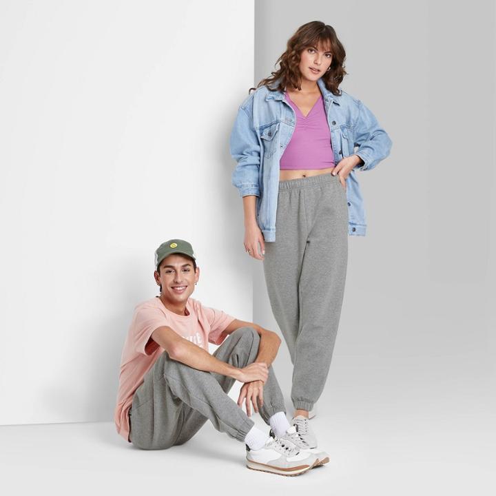 High-rise Fleece Sweatpants - Wild Fable Heather Gray