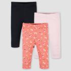 Gerber Baby Girls' 3pk Ballerina Pull-on Pants - Pink Newborn