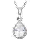 Tiara Pear-cut White Sapphire Crown Pendant In Sterling