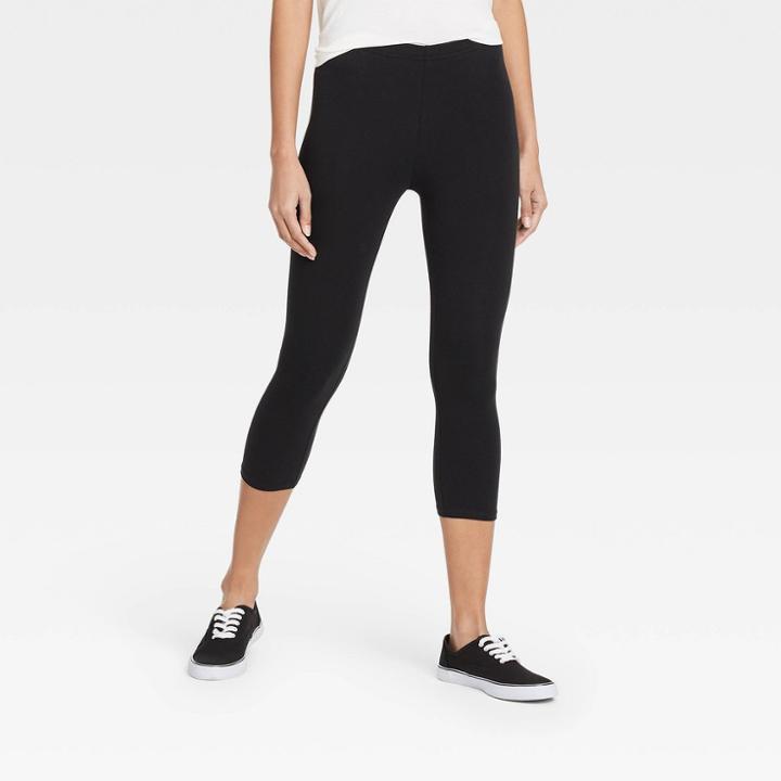 Women's Cotton Capri Leggings - Xhilaration Black