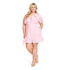 Women's Plus Size Polka Dot One Shoulder Dress - Lisa Marie Fernandez For Target Pink/white