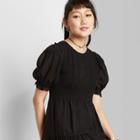 Women's Short Sleeve Smocked Top Tiered Dress - Wild Fable Black