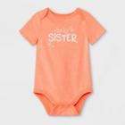 Baby Girls' 'baby Sister' Short Sleeve Bodysuit - Cat & Jack Coral Pink Newborn