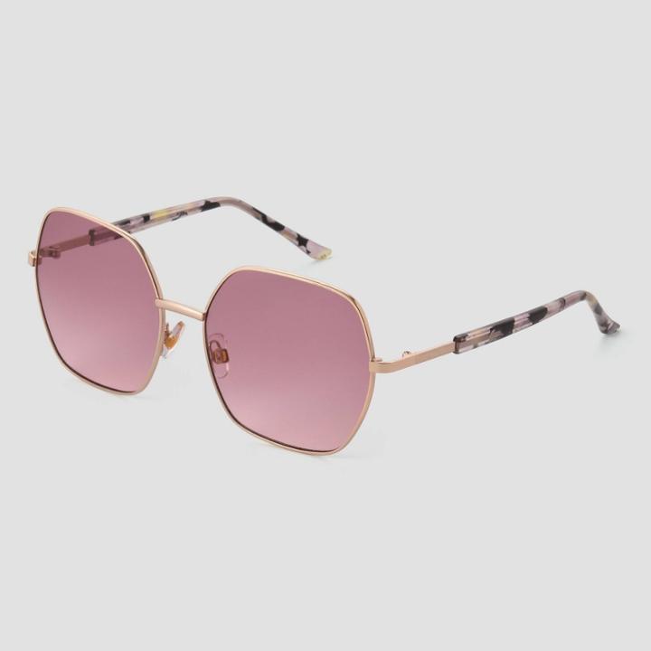 Women's Oversized Metal Geo Sunglasses - Universal Thread Gold