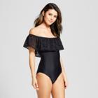 Mossimo Women's Crochet Off The Shoulder One Piece - Black -