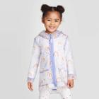 Toddler Girls' Rainbow Print Rain Jacket - Cat & Jack White/blue 2t, Toddler Girl's