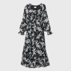 Floral Print Long Sleeve Chiffon Maternity Dress - Isabel Maternity By Ingrid & Isabel Black