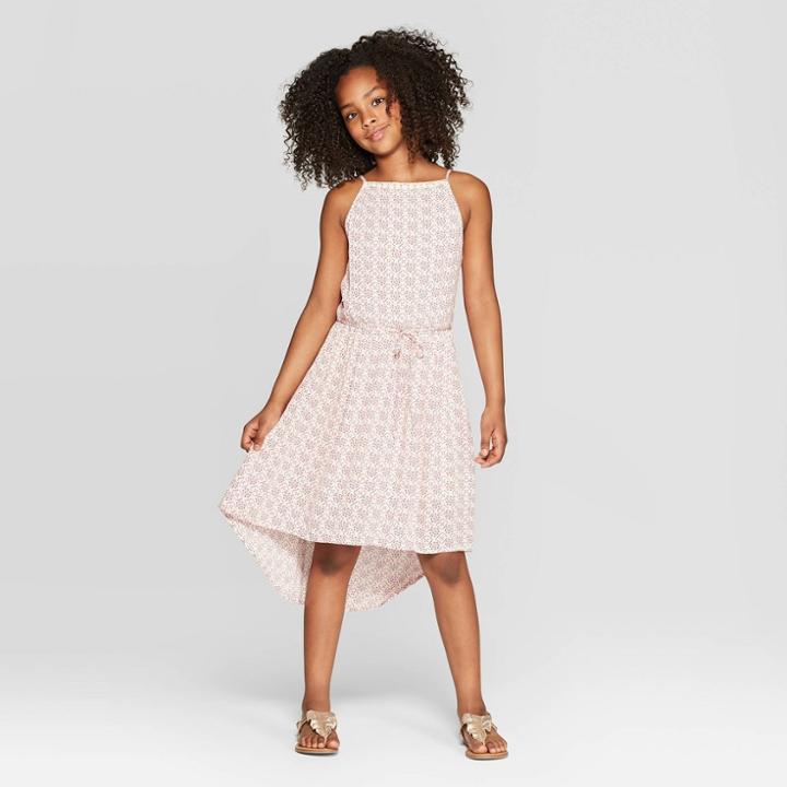 Girls' V-neck Woven Dress - Art Class Pink