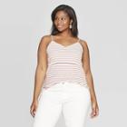 Women's Plus Size Striped Sleeveless V-neck Cross Back Cami - Universal Thread Red