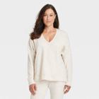 Women's V-neck Lounge Pullover Sweater - Stars Above Oatmeal