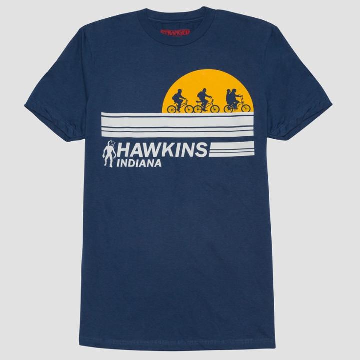 Men's Stranger Things Hawkins Indiana Short Sleeve T-shirt - North Blue