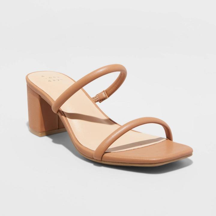 Women's Cris Wide Width Heels - A New Day Light Brown