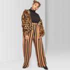 Women's Plus Size Striped High-waist Paper Bag Pants - Wild Fable Black/rust