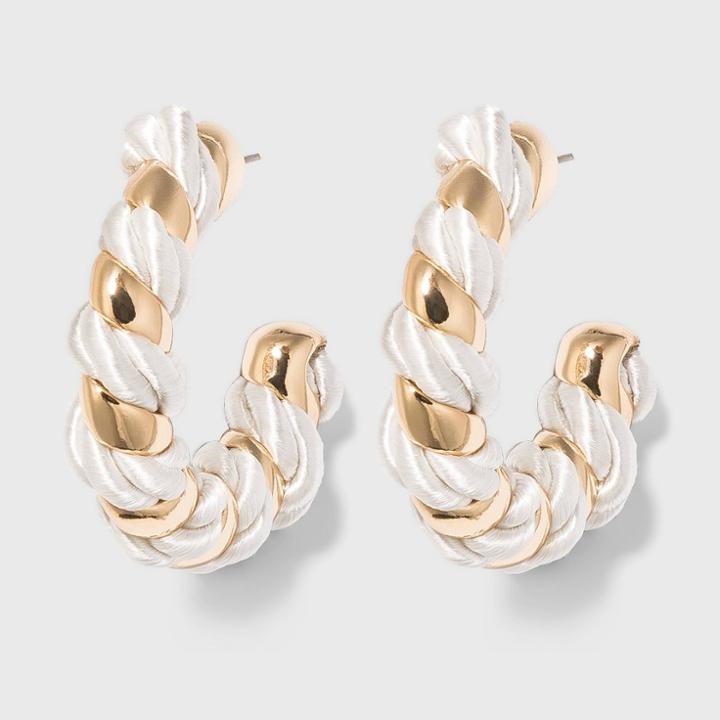 Sugarfix By Baublebar Two-tone Croissant Hoop Earrings - White