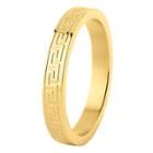 Target Men's Gold Plated Stainless Steel Dual Finish Greek Key Ring (4mm) - Gold (