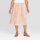 Women's Plus Size Pleated Velvet Skirt - Ava & Viv Blush