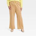Women's Plus Size High-rise Track Pants - Ava & Viv Tan X