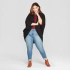 Women's Plus Size Long Sleeve Cocoon Open Layering - Universal Thread Black