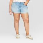 Women's Plus Size Roll Cuff Jean Midi Shorts - Universal Thread Medium Wash