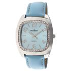 Peugeot Watches Women's Peugeot Crystal Accented Boyfriend Leather Strap Watch - Silver/blue, Blue