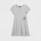 Girls' Short Sleeve Wrap Dress - Art Class Gray